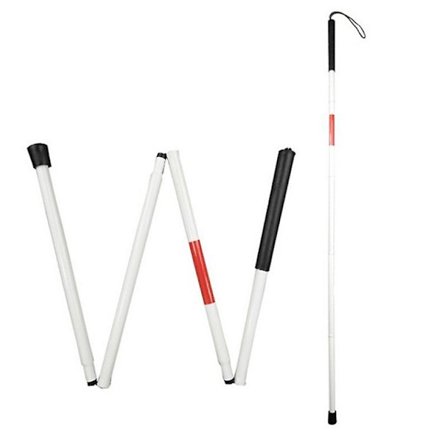 125 cm Blindkäpp, halkfri hopfällbar aluminiumkäpp reflekterande på natten