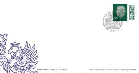 England - Dagligmærker 2023 - Kong Charles III - Mørkegrøn - Førstedagskuvert