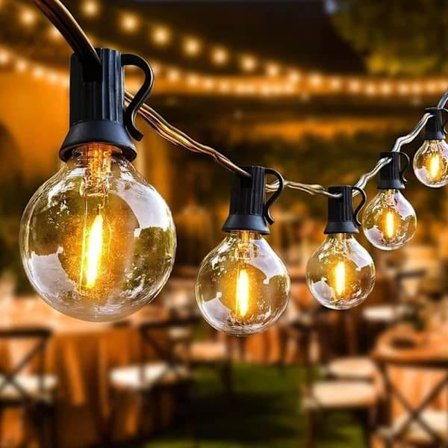 30m Outdoor String Lights, 50+2 G40 LED Bulbs, IP44 Waterproof Patio Lights for Parties, Dimmable with Remote