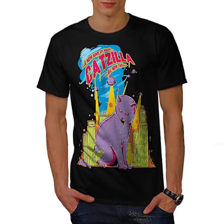 Cat Godzilla Parody Men Blackt-shirt