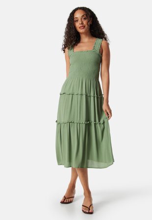 VERO MODA Menny SL Smock Calf Dress Hedge Green Klær