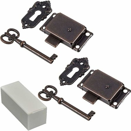 2 st skåplås antikt lås dekorativt möbellås med nyckel