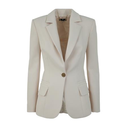 Elisabetta Franchi, Single Breasted Basic Jacket Beige, Dames, Maat:L