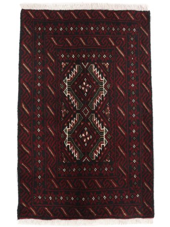 Noué À La Main Baloutche Tapis 61X94 De Laine Noir Petit