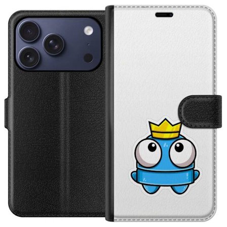 Kompatibelt Lommeboketui til Apple Apple iPhone 17 Pro Blå tegneseriefigur med krone og store øyne i leken kongelig stil