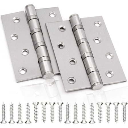 Dørhængsel i rustfrit stål, 2 stk. dørhængsler foldehængsler rustfrit stålhængsler 3 mm tykkelse hængsel, til indvendige massive døre (sølv)