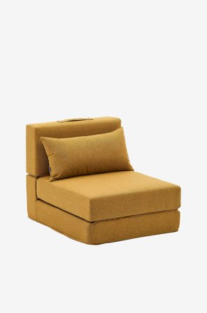 Kave Home - Arty sennepsfarget, konvertibel puff/seng 70 x 89 (200) cm - Gul - Lenestoler - Fra Homeroom