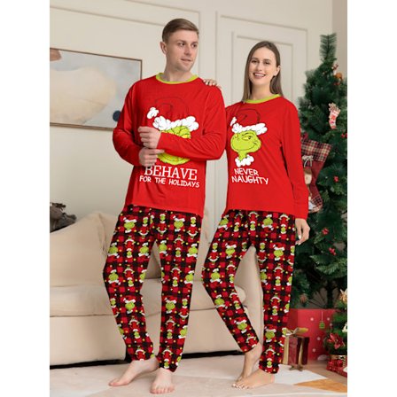 Dr. Seuss "The Grinch" julepyjamas - voksenpyjamassæt