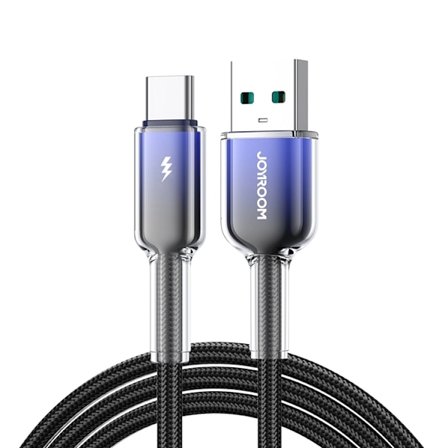 Joyroom S-A42 USB-A - USB-C 3A 1.2m Kabel Krystalklar Serie - Sort