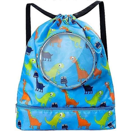 Stor dinosaur snørepose for barn, vanntett tykk snøre svømmepose med separat skoskap, strandryggsekk, dykking, sport, gutter, jenter, svømming