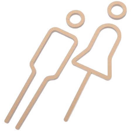 Herre- og dame badeværelsesskilt Vandtæt toiletskilt Gylden 17,50X5,70X0,50cm 1 sæt