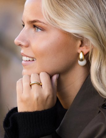 By Jolima Drop Resin Earring - Gold - ONE SIZE