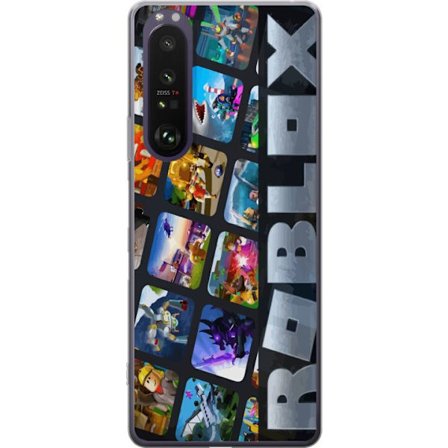 Kompatibelt Mobilskal till Sony Sony Xperia 1 III Roblox färgglatt kollage med populära figurer och spelvärldar samlade i en livfull, lekfull och e
