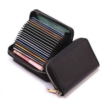 Business Card Holder Wallet Women/men Black Bank/ID/Credit Card Holder 20 Bits Card Wallet PU Leather Protects Case Coin Purse