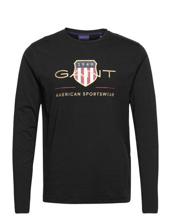 Archive Shield Ls T-Shirt T-Langærmet Skjorte Sort GANT
