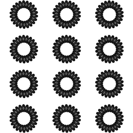 Hårband, 12 st svarta plastkrullar, spiralformade hästsvanshållare, telefonkabel Bobbles Bands Set för kvinnor flickor håraccessoarer