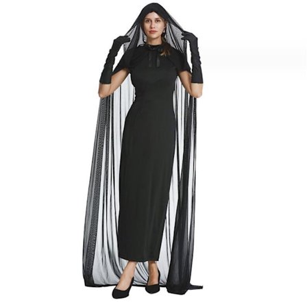 Vampyrhekskostyme for kvinner med nettingkappe