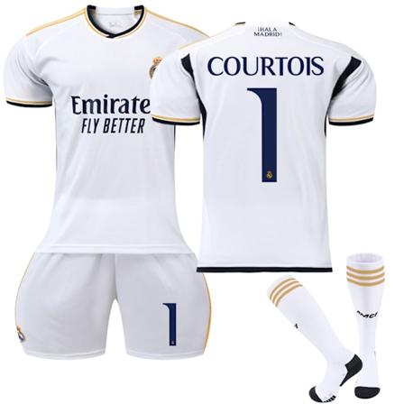 2023-2024 Real Madrid Hemma Barn Fotbollströja #1 COURTOIS Nr. 1 COURTOIS No. 1 COURTOIS 6-7 Years