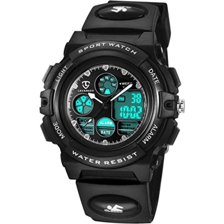 IC-ur til børn digital-analog, vandtæt udendørs sport, sort