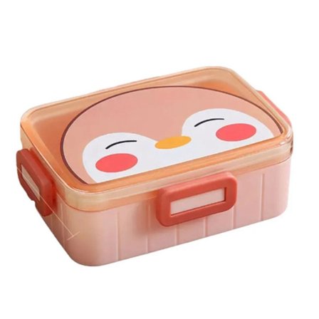 Sød Tegneserie Bento Madkasse Bærbar 600ml Rektangulær med Aftagelig Rumdeler og Fire Spænder