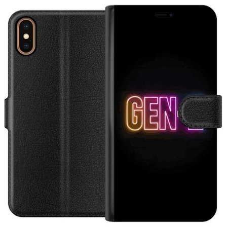 Kompatibel Tegnebogsetui til Apple Apple iPhone X Neontekst Gen Z i farverigt lys mod en mørk baggrund i moderne digital stil