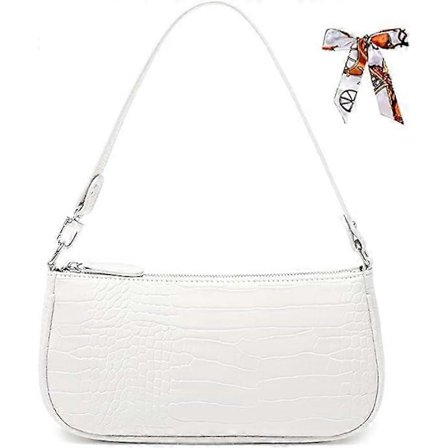 Axelväska i läder för kvinnor, Mini Handväska med Krokodil Liten Crossbody Väska Klassisk för Kvinnor 90-tals Mini Väskor med Kedja