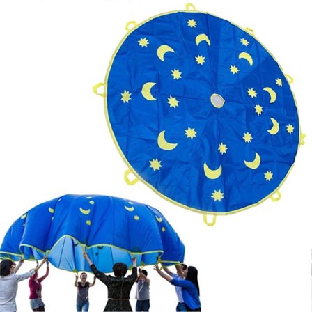 Lek Parachute for Barn, 1.8M 9 Håndtak Barn Parachute, Parachute Leketelt Spill for Barn Gymnastik Samarbeidsspill og Utendørsaktiviteter