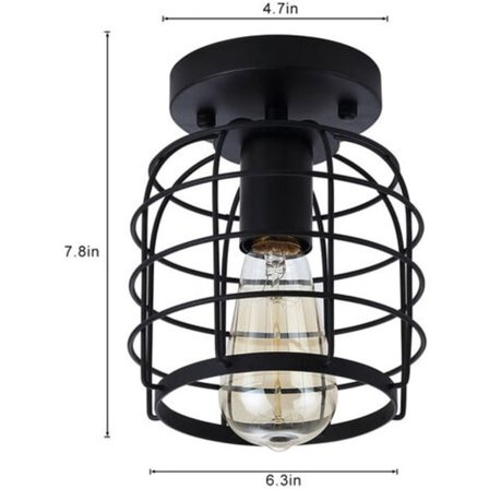 Lätt industriell retro metallbur taklampa, infälld pendel (Glödlampa ingår ej, A)