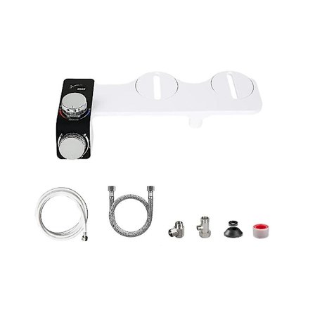 Bidéfäste för toalett, kallt & varmt vatten med dubbla munstycken, icke-elektriskt bidéfäste för toalett, 1-