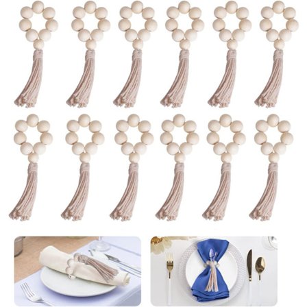 Serviettringer, sett med 12, håndlagde bondegårdsperler serviettringer