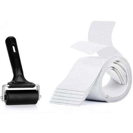 Sett med 15 trappetrinnmatter, sklisikre, med rull for installasjon