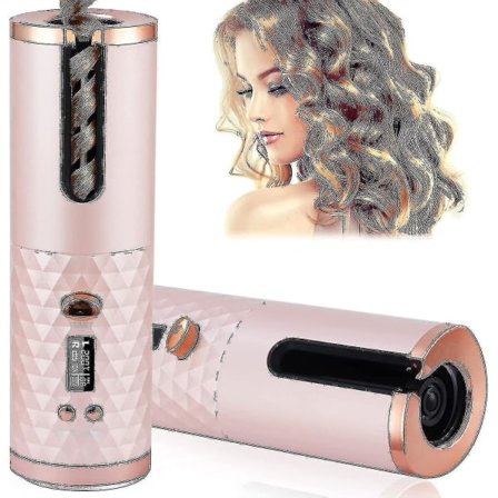 TG Trådløs automatisk krølltang for hår Bærbar ledningsfri krølltang med LCD-rosa