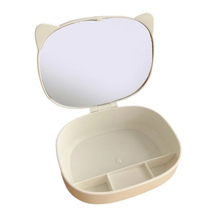 Praktisk foldbart skønhedsspejl med klar refleksion, rejsevenligt spejl, opbevaringsboks, bordpladeorganisator til kvinder