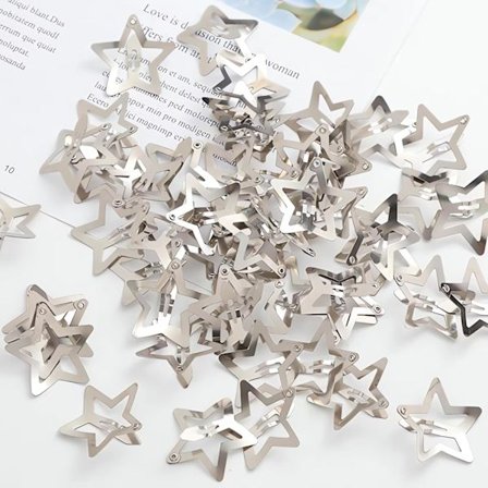 Stjerne Hårklemme Y2K Tilbehør Sølv Hårklemmer 20 stk, Stjerne Klemmer Snap Hårklemmer Kvinder Metal Hårklemmer til Piger, Sød