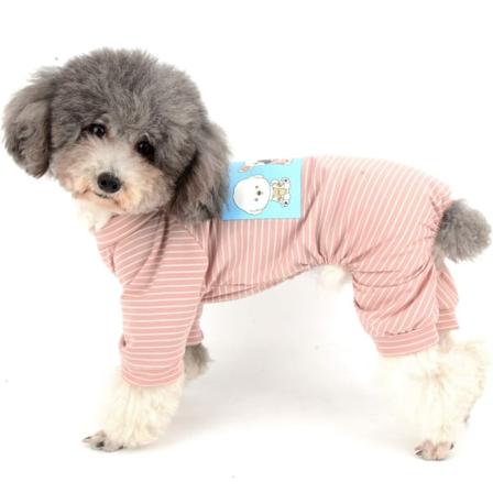 Hundpyjamas i bomull med ränder för små hundar 4 ben valp tryckta kläder för hundar husdjur overall tecknad huvtröja overall husdjur kappa hundkappa 