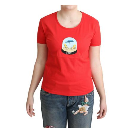 Moschino Printed Cotton Short Sleeve T-shirt Rød, Dame