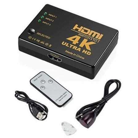 4K HDMI-switch 3x1 Kaukosäätimellä - 3-tie