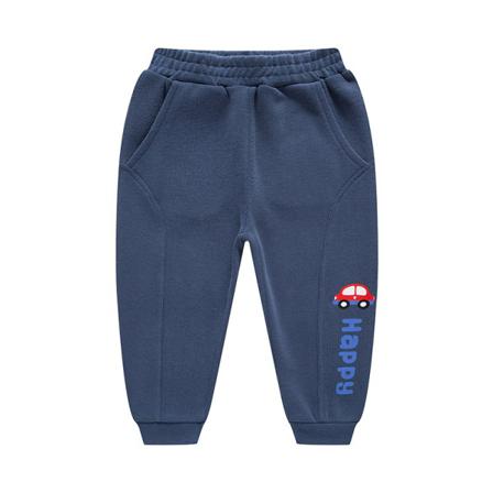 Boy Car Print Raka Ben Elastiska Midjefickor Träningsbyxor Fall