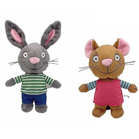 Bimirth 2-pakks Pip og Posy Plussjdyr Myke Utstoppede Dyr Kanin Mus Plussjdukker Bursdagsgave Til Barn Gutter Jenter