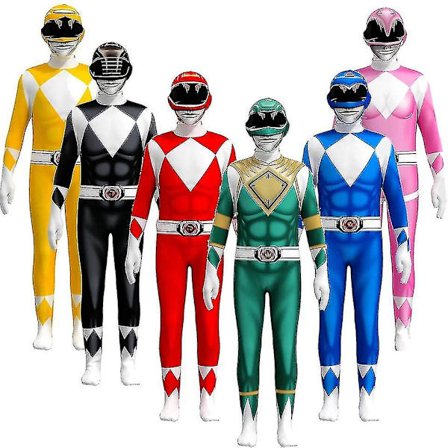 Vuxna barn Power Rangers Mighty Morphin Jumpsuit Party Fancy