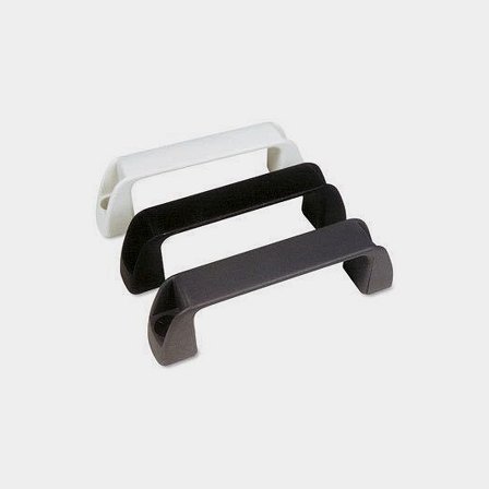 Poignée de maintien bateau, profil carré avec extrémité perpendiculaire, pour vis, plastique, 137 mm, gris