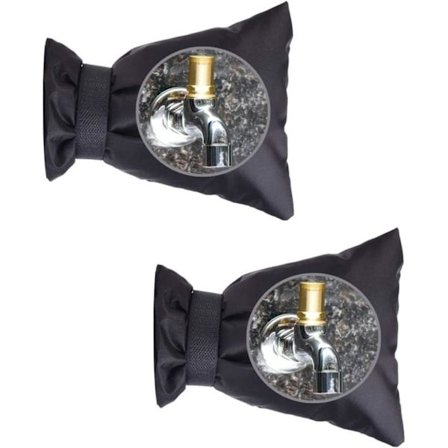 2-pak Vandhaneskjold Frostbeskyttelse til udendørs vandhane vinter 15x21cm sort