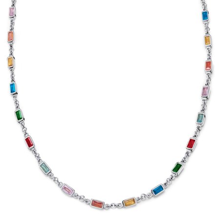 Prism | Collar plateado con piedras de cristal multicolor para hombres - Collares de cadena