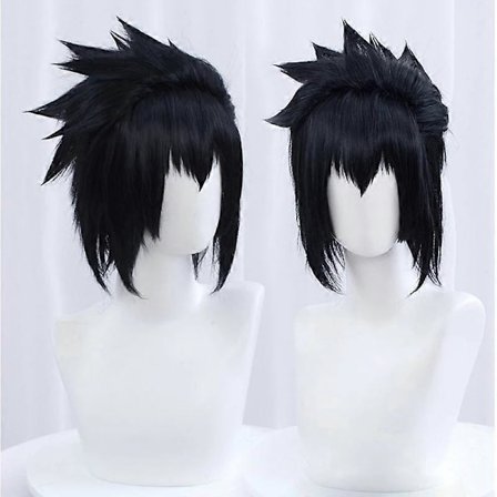 Sasuke Uchiha Cosplay Peruukki Miehille Lyhyt Musta Cosplay Anime Cosplay Peruukki Lämmönkestävä Synteettinen Hiukset Peruukit + Ilmainen 