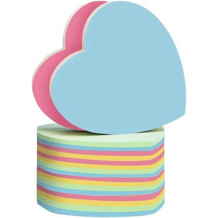 Hjärtformade självhäftande notislappar - Självhäftande Post-it-lappar Söta blandade 4 färger för kontor/hem Storpack 600 ark totalt