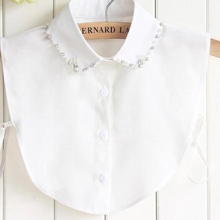 Blusekrage, Modell 1, Hvit, Løse krager for under genseren Hvit