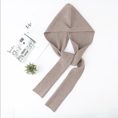 Strikket hettesjal Keep Warm Skjerf KHAKI