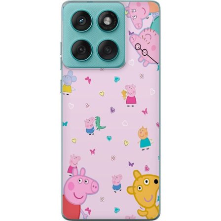 Kompatibelt Mobildeksel til Motorola Edge 60 Fusion Peppa Gris med en baby i armene, mamma gris motiv i fargerik og myk barneillustrasjon med hjerter