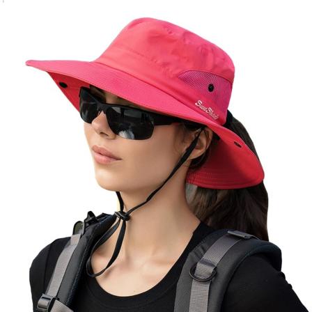 Solhatt Dame Herre 3u201d Bred Brätte UPF 50+ Fiske Strand Bucket Hats Watermelonred