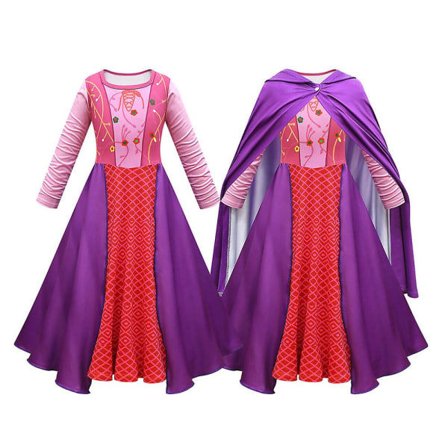 4-10 år Barn Flickor Hocus Pocus Cosplay kostymklänning + Cape Outfits Set 4-5 år